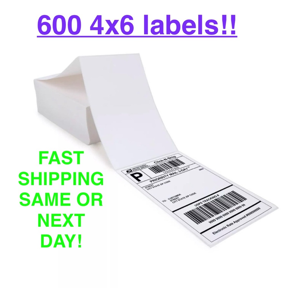 4x6 White Shipping Labels - 600 Pack